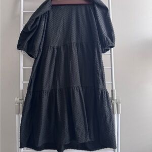 J. Crew Factory Black Textured Midi Dress